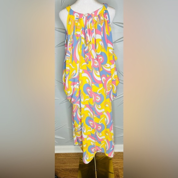Ashley Stewart NWT SZ 26/28 yellow, pink, white, orange&blue tunic top, bust 57” - Picture 2 of 4